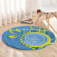 Personalised Palau Independence Day Round Carpet Belau Coat Of Arms Polynesian Curve Style