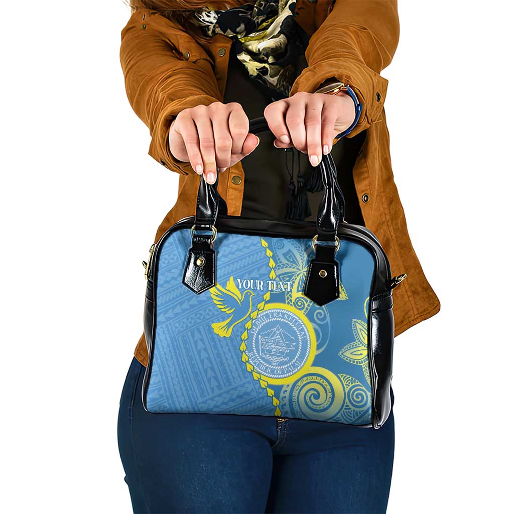 Personalised Palau Independence Day Shoulder Handbag Belau Coat Of Arms Polynesian Curve Style