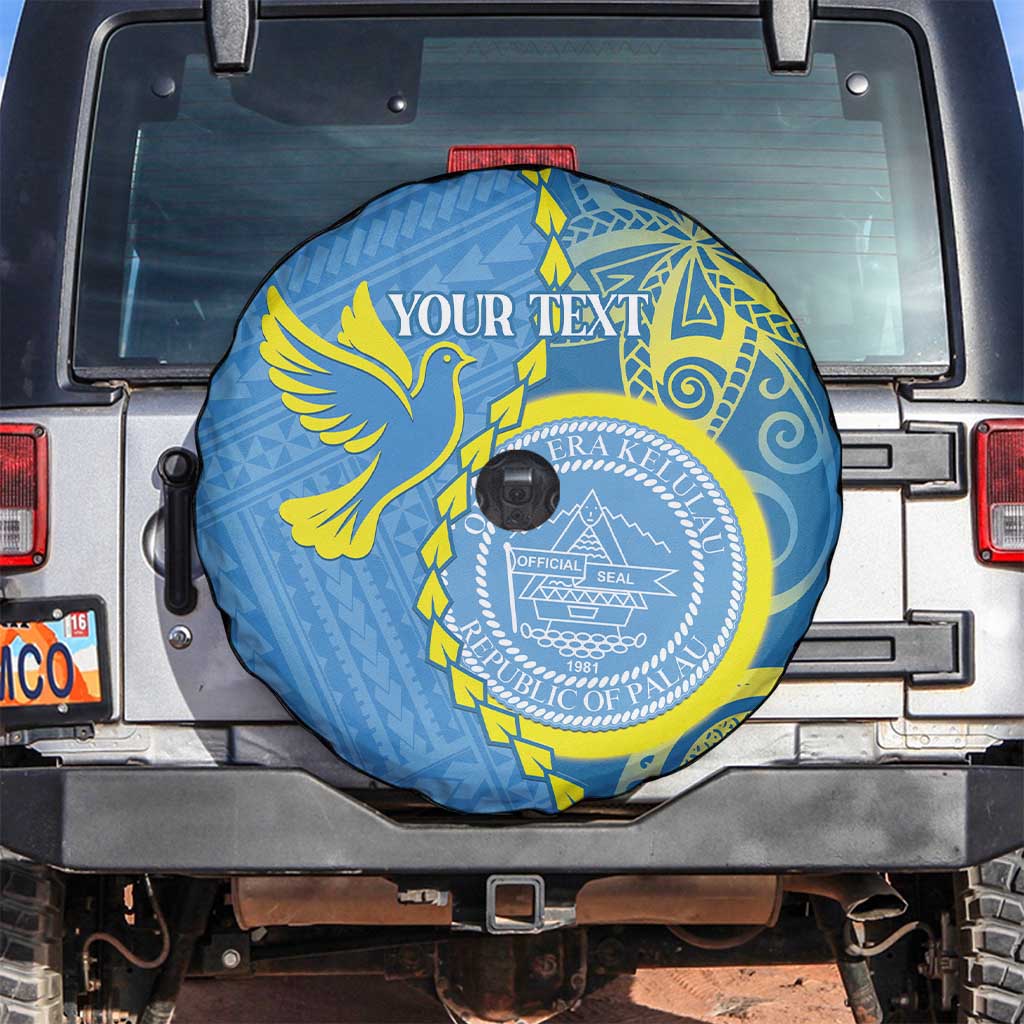 Personalised Palau Independence Day Spare Tire Cover Belau Coat Of Arms Polynesian Curve Style