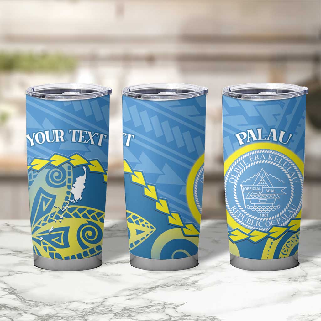 Personalised Palau Independence Day Tumbler Cup Belau Coat Of Arms Polynesian Curve Style