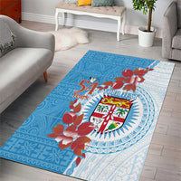 Personalised Fiji Day Area Rug Fijian Tapa Pattern Mix Tagimoucia - Blue Version