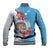 Personalised Fiji Day Baseball Jacket Fijian Tapa Pattern Mix Tagimoucia - Blue Version