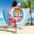 Personalised Fiji Day Beach Blanket Fijian Tapa Pattern Mix Tagimoucia - Blue Version