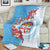 Personalised Fiji Day Blanket Fijian Tapa Pattern Mix Tagimoucia - Blue Version