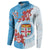 Personalised Fiji Day Button Sweatshirt Fijian Tapa Pattern Mix Tagimoucia - Blue Version