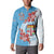 Personalised Fiji Day Button Sweatshirt Fijian Tapa Pattern Mix Tagimoucia - Blue Version