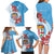 Personalised Fiji Day Family Matching Long Sleeve Bodycon Dress and Hawaiian Shirt Fijian Tapa Pattern Mix Tagimoucia - Blue Version