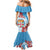 Personalised Fiji Day Family Matching Mermaid Dress and Hawaiian Shirt Fijian Tapa Pattern Mix Tagimoucia - Blue Version