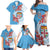 Personalised Fiji Day Family Matching Off Shoulder Maxi Dress and Hawaiian Shirt Fijian Tapa Pattern Mix Tagimoucia - Blue Version