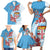 Personalised Fiji Day Family Matching Short Sleeve Bodycon Dress and Hawaiian Shirt Fijian Tapa Pattern Mix Tagimoucia - Blue Version