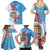 Personalised Fiji Day Family Matching Summer Maxi Dress and Hawaiian Shirt Fijian Tapa Pattern Mix Tagimoucia - Blue Version