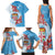 Personalised Fiji Day Family Matching Tank Maxi Dress and Hawaiian Shirt Fijian Tapa Pattern Mix Tagimoucia - Blue Version