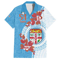 Personalised Fiji Day Family Matching Tank Maxi Dress and Hawaiian Shirt Fijian Tapa Pattern Mix Tagimoucia - Blue Version