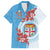 Personalised Fiji Day Family Matching Tank Maxi Dress and Hawaiian Shirt Fijian Tapa Pattern Mix Tagimoucia - Blue Version