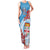 Personalised Fiji Day Family Matching Tank Maxi Dress and Hawaiian Shirt Fijian Tapa Pattern Mix Tagimoucia - Blue Version