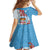 Personalised Fiji Day Kid Short Sleeve Dress Fijian Tapa Pattern Mix Tagimoucia - Blue Version