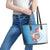 Personalised Fiji Day Leather Tote Bag Fijian Tapa Pattern Mix Tagimoucia - Blue Version