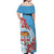 Personalised Fiji Day Off Shoulder Maxi Dress Fijian Tapa Pattern Mix Tagimoucia - Blue Version