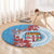 Personalised Fiji Day Round Carpet Fijian Tapa Pattern Mix Tagimoucia - Blue Version