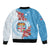 Personalised Fiji Day Sleeve Zip Bomber Jacket Fijian Tapa Pattern Mix Tagimoucia - Blue Version