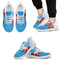 Personalised Fiji Day Sneakers Fijian Tapa Pattern Mix Tagimoucia - Blue Version