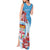 Personalised Fiji Day Tank Maxi Dress Fijian Tapa Pattern Mix Tagimoucia - Blue Version