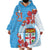 Personalised Fiji Day Wearable Blanket Hoodie Fijian Tapa Pattern Mix Tagimoucia - Blue Version