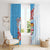 Personalised Fiji Day Window Curtain Fijian Tapa Pattern Mix Tagimoucia - Blue Version