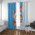 Personalised Fiji Day Window Curtain Fijian Tapa Pattern Mix Tagimoucia - Blue Version