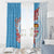 Personalised Fiji Day Window Curtain Fijian Tapa Pattern Mix Tagimoucia - Blue Version