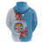 Personalised Fiji Day Zip Hoodie Fijian Tapa Pattern Mix Tagimoucia - Blue Version