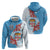 Personalised Fiji Day Zip Hoodie Fijian Tapa Pattern Mix Tagimoucia - Blue Version