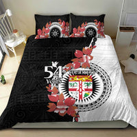 Personalised Fiji Day Bedding Set Fijian Tapa Pattern Mix Tagimoucia - Black Version