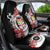 Personalised Fiji Day Car Seat Cover Fijian Tapa Pattern Mix Tagimoucia - Black Version