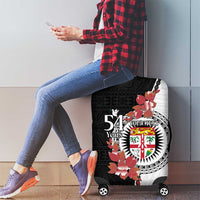 Personalised Fiji Day Luggage Cover Fijian Tapa Pattern Mix Tagimoucia - Black Version