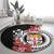 Personalised Fiji Day Round Carpet Fijian Tapa Pattern Mix Tagimoucia - Black Version