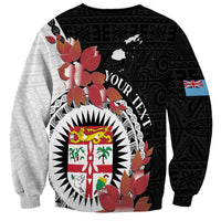 Personalised Fiji Day Sweatshirt Fijian Tapa Pattern Mix Tagimoucia - Black Version