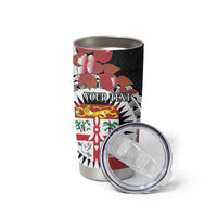 Personalised Fiji Day Tumbler Cup Fijian Tapa Pattern Mix Tagimoucia - Black Version