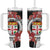 Personalised Fiji Day Tumbler With Handle Fijian Tapa Pattern Mix Tagimoucia - Black Version