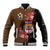 Personalised Fiji Day Baseball Jacket Fijian Tapa Pattern Mix Tagimoucia - Brown Version