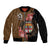 Personalised Fiji Day Bomber Jacket Fijian Tapa Pattern Mix Tagimoucia - Brown Version