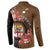 Personalised Fiji Day Button Sweatshirt Fijian Tapa Pattern Mix Tagimoucia - Brown Version