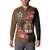 Personalised Fiji Day Button Sweatshirt Fijian Tapa Pattern Mix Tagimoucia - Brown Version