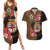 Personalised Fiji Day Couples Matching Summer Maxi Dress and Hawaiian Shirt Fijian Tapa Pattern Mix Tagimoucia - Brown Version