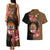 Personalised Fiji Day Couples Matching Tank Maxi Dress and Hawaiian Shirt Fijian Tapa Pattern Mix Tagimoucia - Brown Version