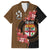 Personalised Fiji Day Family Matching Puletasi and Hawaiian Shirt Fijian Tapa Pattern Mix Tagimoucia - Brown Version