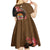 Personalised Fiji Day Kid Short Sleeve Dress Fijian Tapa Pattern Mix Tagimoucia - Brown Version