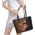 Personalised Fiji Day Leather Tote Bag Fijian Tapa Pattern Mix Tagimoucia - Brown Version