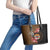 Personalised Fiji Day Leather Tote Bag Fijian Tapa Pattern Mix Tagimoucia - Brown Version