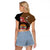 Personalised Fiji Day Raglan Cropped T Shirt Fijian Tapa Pattern Mix Tagimoucia - Brown Version